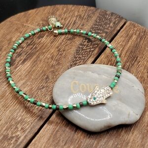 B2626 Chakra hamsa bracelet cuff seed beaded exotic